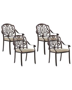Chaise De Jardin Set De 4 Métal Marron Foncé Ancona
