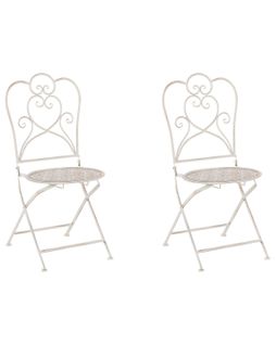 Chaise De Jardin Set De 2 Métal Beige Trieste