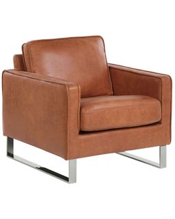 Fauteuil Cuir Pu Marron Doré Vind