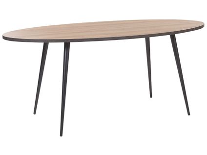 Table De Salle à Manger Ovale Effet Bois Foncé 180 X 90 Cm Ottawa