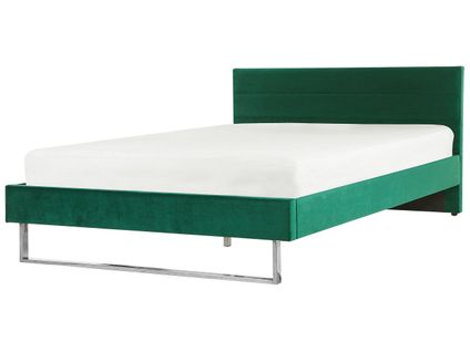 Lit Avec Sommier Velours Bellou 180 X 200 Cm Vert
