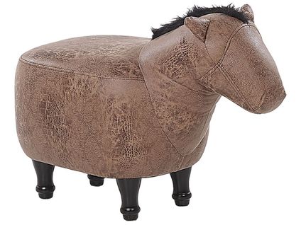 Tabouret Enfant En Cuir Pu Marron Horse