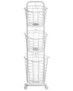 Étagère Sur Roulettes En Métal Blanc 3 Paniers Ayapal