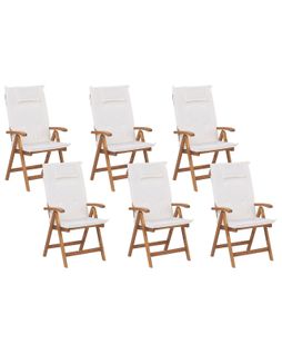Chaise De Jardin Set De 6 Bois Blanc Cassé Java