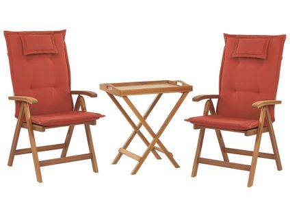 Ensemble Pour Bistro Avec Coussin Bois Rouge Foncé Java