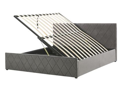 Lit Ottoman Velours Rochefort 140 X 200 Cm Gris