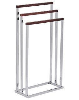 Porte-serviettes Sur Pied En Acier Avec 3 Barres En Bois 45 X 84 Cm Charras