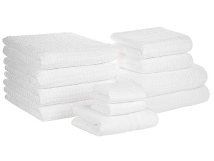Lot De 11 Serviettes De Bain En Coton Blanc Atai