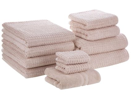 Lot De 11 Serviettes De Bain En Coton Rose Atai