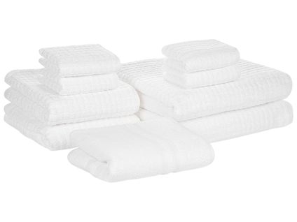 Lot De 9 Serviettes De Bain En Coton Blanc Atai
