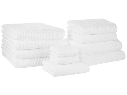 Lot De 11 Serviettes De Bain En Coton Blanc Areora