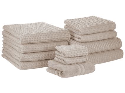 Lot De 11 Serviettes De Bain En Coton Beige Areora