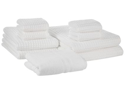 Lot De 9 Serviettes De Bain En Coton Blanc Areora