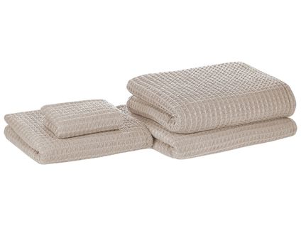 Lot De 4 Serviettes De Bain En Coton Beige Areora