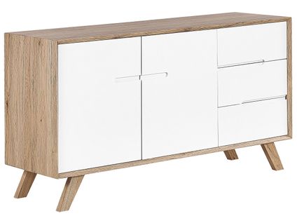 Buffet Blanche / Effet Bois Clair 3 Tiroirs Forester