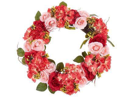 Couronne Porte Entrée Ø 50 Cm Rouge Et Rose Agulo