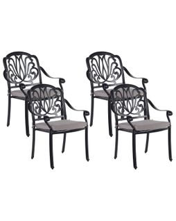 Chaise De Jardin Set De 4 Métal Noir Ancona