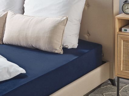 Drap-housse En Coton 200 X 200 Cm Bleu Marine Hofuf