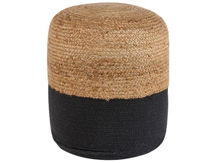 Pouf En Coton Et Jute Noir 46 X 48 Cm Dalama