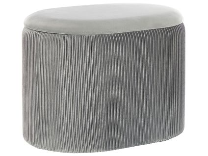 Pouf De Rangement En Velours Gris Clair Richland