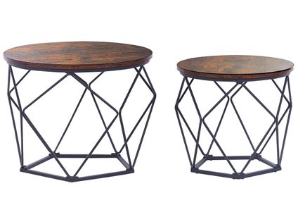 Lot De 2 Tables Basses Bois Sombre/noir Bruni