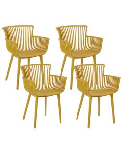 Chaise De Jardin Set De 4 Matière Synthétique Jaune Pesaro