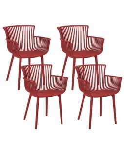 Chaise De Jardin Set De 4 Matière Synthétique Rouge Pesaro