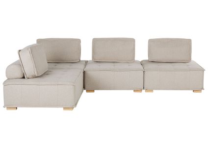 Canapé D'angle Modulable 4 Places En Tissu Beige Tibro
