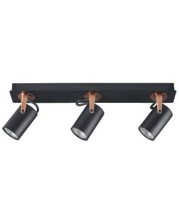Plafonnier à 3 Lumières En Métal Noir Et Cuivré Klip
