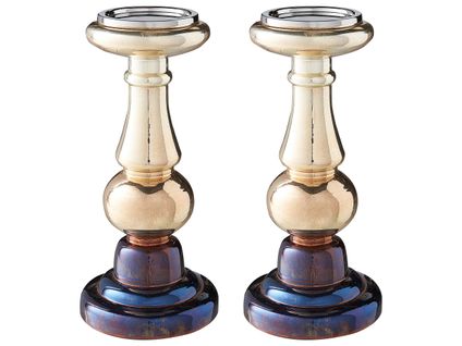 Lot De 2 Bougeoirs Dorés 30 Cm Imarti