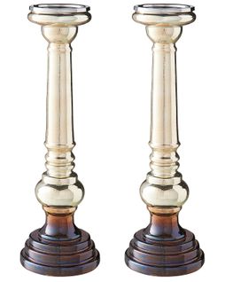 Lot De 2 Bougeoirs Dorés 40 Cm Imarti