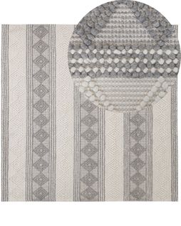 Tapis En Laine Beige Clair Et Gris 200 X 200 Cm Bozova