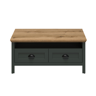 Table Basse Rectangulaire 2 Tiroirs Et 1 Niche Vert L101 Cm