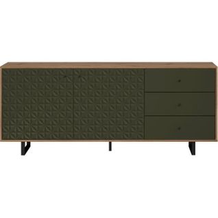 Buffet Bas - Sentra - Vert Foncé - 2 Portes, 3 Tiroirs - 124 X 40 X 136 Cm -