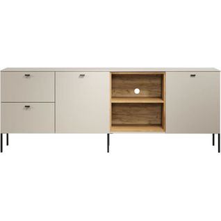Meuble TV Sao Paulo - Cachemire / Chêne Blond - 2 Portes, 2 Niches, 2 Tiroirs - 110 X 68 X 45 Cm