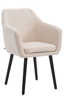 Chaise De Salle À Manger Utrecht En Tissu Avec Pieds En Bois Crème/noir