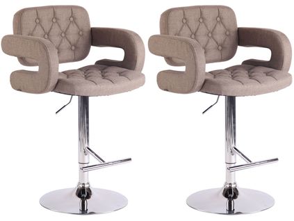 Lot De 2 Tabourets De Bar Dublin En Tissu Taupe