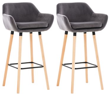 Lot De 2 Tabourets De Bar Grant En Velours Gris
