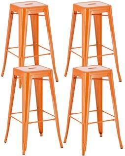 Lot De 4 Tabourets De Bar  En Métal Empilables Joshua Orange