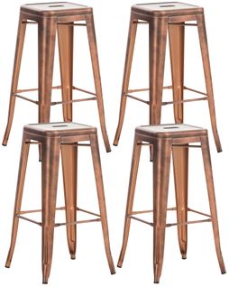 Lot De 4 Tabourets De Bar  En Métal Empilables Joshua Cuivre