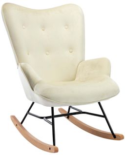 Fauteuil À Bascule Sanka En Velours Crème