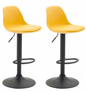 Lot De 2 Tabourets De Bar Kiel Similicuir Et Coque En Plastique Jaune/noir