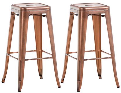 Lot De 2 Tabourets De Bar Joshua V2 En Métal Cuivre