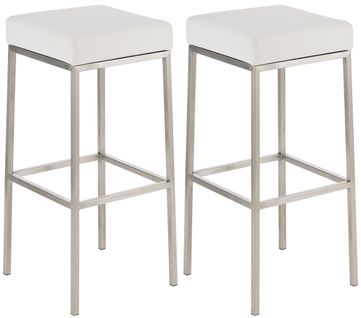 Lot De 2 Tabourets De Bar Montréal 85 Similicuir Blanc /acier Inoxydable
