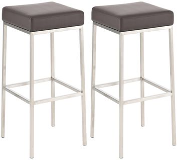 Lot De 2 Tabourets De Bar Montréal 85 Similicuir Marron/acier Inoxydable