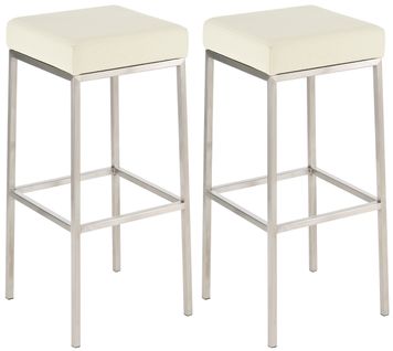 Lot De 2 Tabourets De Bar Montréal 85 Similicuir Crème/acier Inoxydable