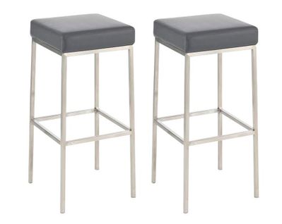 Lot De 2 Tabourets De Bar Montréal 85 Similicuir Gris/acier Inoxydable