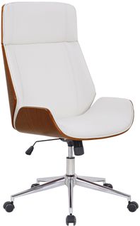 Fauteuil De Bureau Varel En Similicuir Avec Coque De Siège En Bois Noyer / Blanc