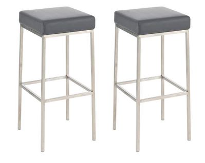 Lot De 2 Tabourets De Bar Montréal 80 En Similicuir Gris/acier Inoxydable