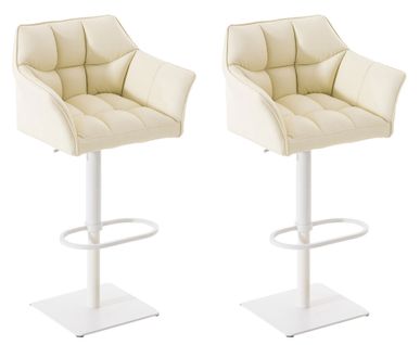 Lot De 2 Tabourets De Bar Damaso Similicuir Crème/blanc